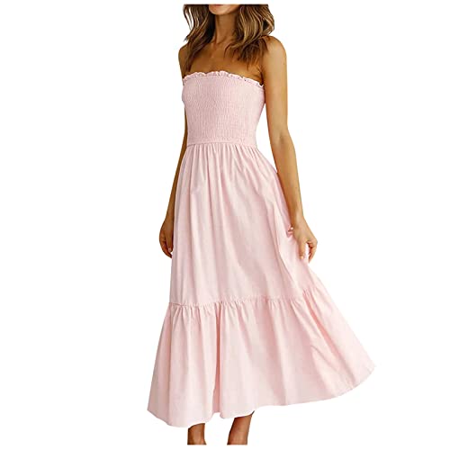 Robe longue sans bretelles pour femmes style bohème chic décontracté d'été
