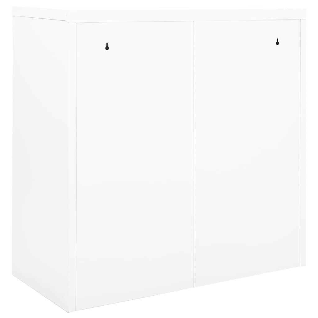 Szafa z drzwiami przesuwnymi, biała, ze stali, 90 x 40 x 90 cm, z zamkiem, 2 wkładane półki, zamykana, idealna jako szafka do przechowywania do biura, warsztatu, kuchni lub piwnicy