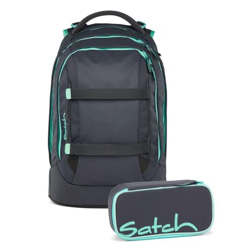 Satch pack Schulrucksack Set 2tlg. inkl. Schlamperbox (Mint Phantom)