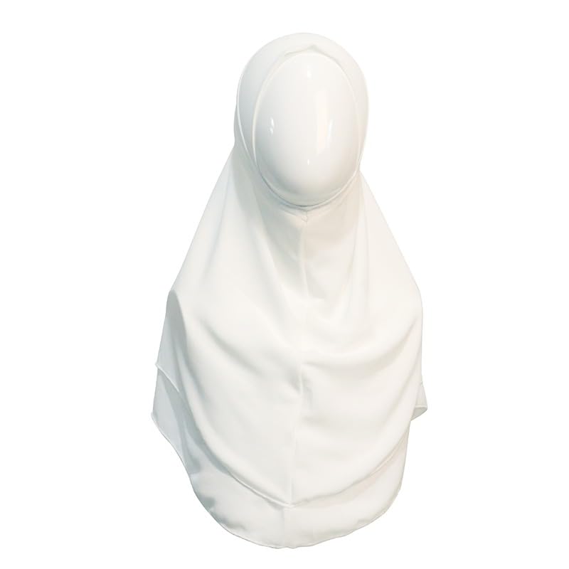 Girls Chiffon Instant Hijab - Opaque Thick Fabric (White)2