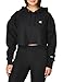 Champion womens Reverse Weave Cropped Cut-off Hoodie, Left Chest C Hooded Sweatshirt, Black-549302, Medium US