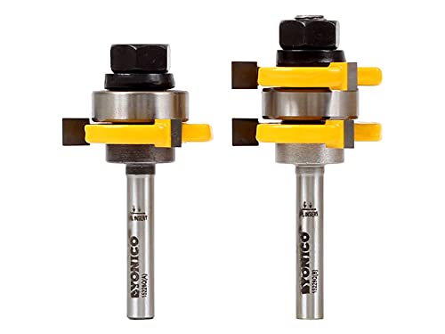 YONICO Router Bits Tongue & Groove Set 3/4-Inch 2 Bit 1/4-Inch Shank 15228q