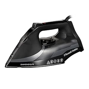 Russell Hobbs Diamond Elite Steam Iron, Black Diamond soleplate, 220g Steam Shot, 50g Continuous steam, 350ml Water Tank, Anti-calc & Anti-drip function, Vertical Steam, 3m Cord, 3100W, 27000