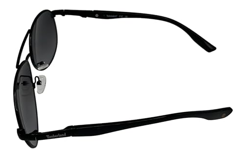 Timberland Sunglass Mens Black Metal Aviator, Smoke Mirror Lens TB7272. 1B4