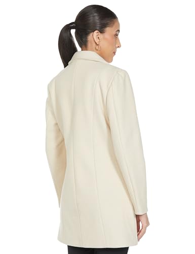 Image of Qube By Fort Collins Women's Semi-Long Tweed Coat with Knitted Finish - Elegant Winter Outerwear for Casual and Formal Looks