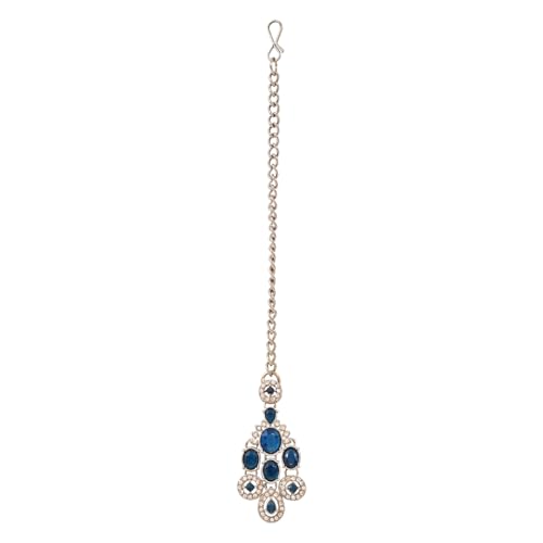 Image of I Jewels Traditional Teardrop Design & Stone Necklace Jewellery With Earrings & Maang Tikka Set for Women (IJ414)