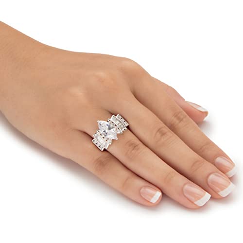 Palm Beach Jewelry Silvertone Marquise Cut Cubic Zirconia Step Top Engagement Ring3