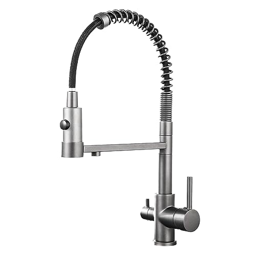 Plussen Grifería Para Fregadero De Cocina Osmosis Con Caño Flexible Y Doble Mango, Pulverizador 3 En 1 Para Purificador De Filtro De Aguay Fregadero 19-Gris Plussen Grifería Para Fregadero De Cocina Osmosis Con Caño Flexible Y Doble Mango, Pulverizador 3 En 1 Para Purificador De Filtro De Aguay Fregadero 19-Gris