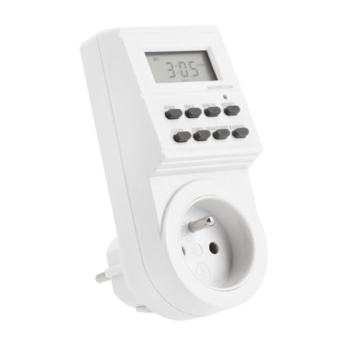 GTV Temporizador Digital semanal con Enchufe – Silencioso Programador electrónico de 7 días, 24 h, 8 ciclos ON/Off, 3500 W 16 A – Ideal para hogar, jardín y acuarios