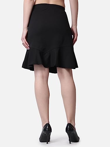 Image of POPWINGS Casual Twill Frill Knee Length Pencil Skirt for Women || Stylish Summer Skirt for Women || Knee-Length Skirt for Women || Semi-Formal Women Skirt