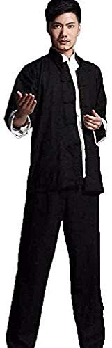 ZHANGNA Tai Chi Uniform Set Kung Fu Clothing Tang Suit, Tai Chi Clothing, Bruce Lee Chinese Wing Chun Kung Fu Uniform Cotton Silk Martial Arts Tai Chi Suits (Color : Black, Size : XX-Large)