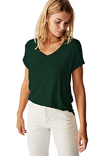 Fabricorn Solid Stylish UpDown V-Neck Cotton Tshirt for Women