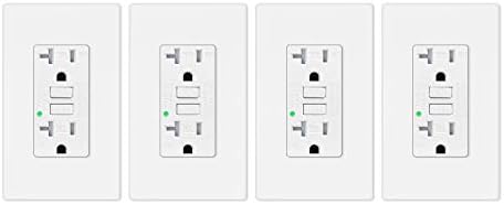 4 Pack GREENCYCLE 20 Amp GFCI Outlet, Self-Test GFI Dual Receptacle, Tamper Resistant and Weather Resistant with LED Indicator, Wall Plates Screws Included, ETL Certified, White