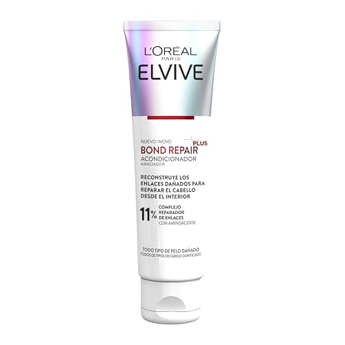 L'Oréal Paris Acondicionador Reparador, Reconstruye la Fibra Capilar, Para Todo Tipo de Cabello Dañado, Rutina de Reparación Profunda, Elvive Bond Repair Plus, 150 ml
