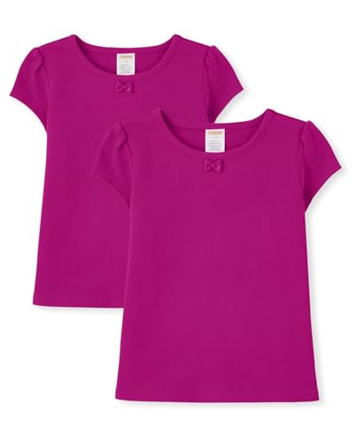 Gymboree,Girls,and Toddler Short Sleeve Basic Layering Shirt,Magenta 2-Pack,7
