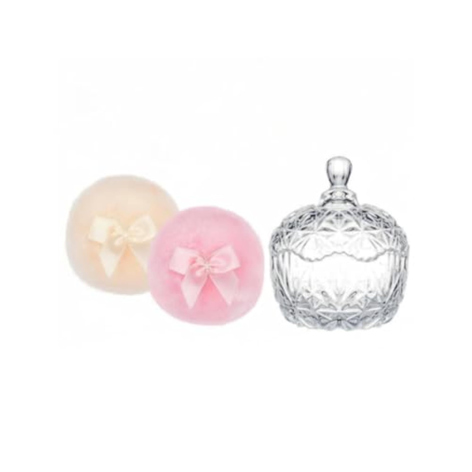 3 Pieces Reusable Body Powder Puff and Container Set