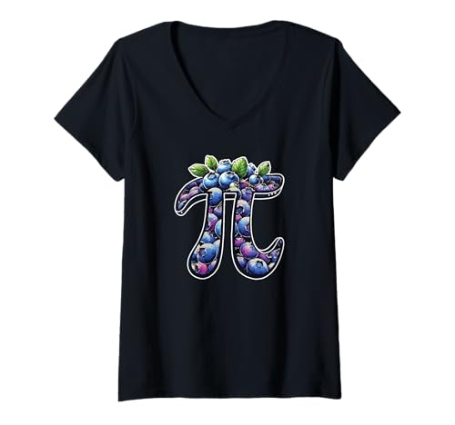 Femme Symbole amusant Blueberry Pi Pun Math Teacher Pi Day T-Shirt avec Col en V