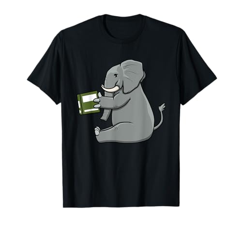 Eléphant Lecture Livres Vie sauvage Jungle Littérature T-Shirt