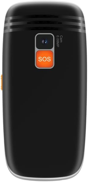 Back view of the AIWA FPH-S200-2G mobile phone, featuring the camera and SOS button.