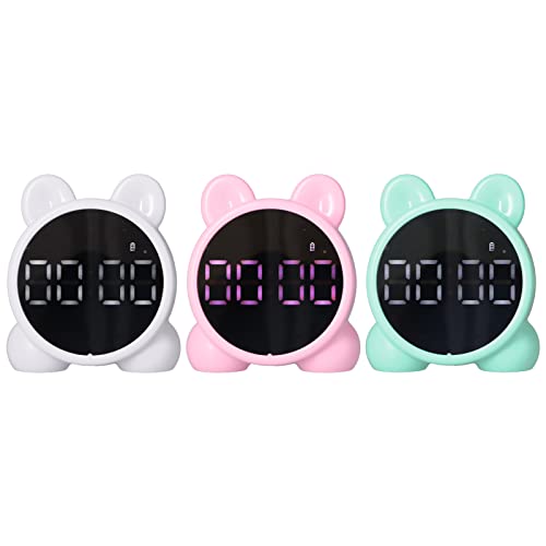 Digital Alarm Clocks with Bluetooth Speaker for Children, Rechargeable Kids Bedroom Smart Clock with LED Display Screens, SUupports FM/Wireless Music Function (White)