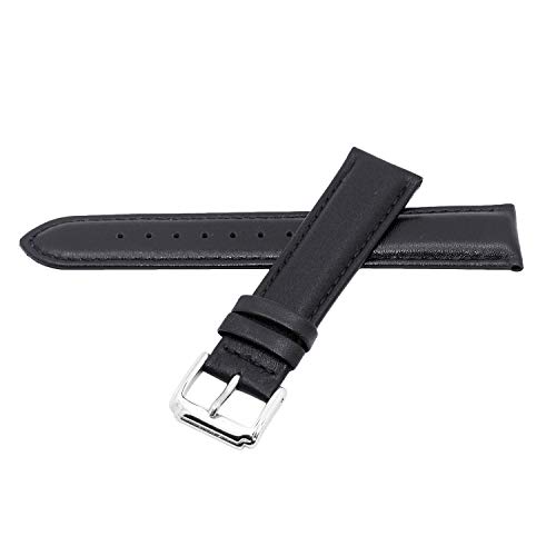 Berfine 20Mm Black Calf Leather Watch Band Replacement,Extra Soft Watch Strap For Men Women #TOP1