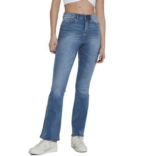 Noisy may Damen Nmsallie Hw Flare Vi162lb Noos Jeans, Light Blue Denim, 28W...