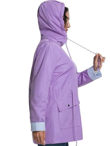 Jiehan Lavender Women's Rain Jacket - X-Large Waterproof Packable Coat with Hood for Travel and Outdoor Activities - Image 3