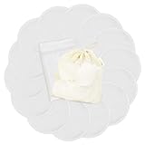 wegreeco Nursing Breast Pads (14 Pack) + Laundry Bag & Travel Storage Bag, 4.7 inch Option - Washable & Reusable Breastfeeding Nursing Pads (White, Plain Shape)