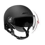 Casco Jets Da Skateboard Nero Con Visiera, 54-62 Cm Casco X Monopattino Elettrico Con Visiera, Cascos Da Skateboard Con Visieras Solare, Caschi Per Uomo Donna, Ammortizzanti