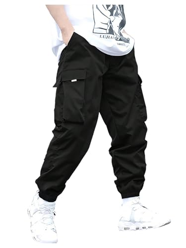 GORGLITTER Boy's Cargo Pants Elastic Waist Hiking Pants Lightweight Joggers with Pockets