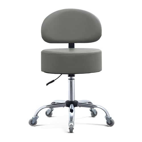 Image of Ergonomic Drafting Stool with Backrest, 400LB Heavy Duty Hydraulic Stool, 19-25 Inch Adjustable Height Rolling Stool Chair with Lumbar Support for Standing Desk, Salon, Tattoo, Kitchen, Home Office