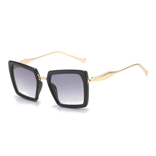 Lunettes de soleil vintage pour femmes tendance verres dorés et double gris chics