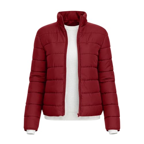 fartey Women's Winter Puffer Jacket Zip Up Stand Collar Tops Winter Coat - image 7
