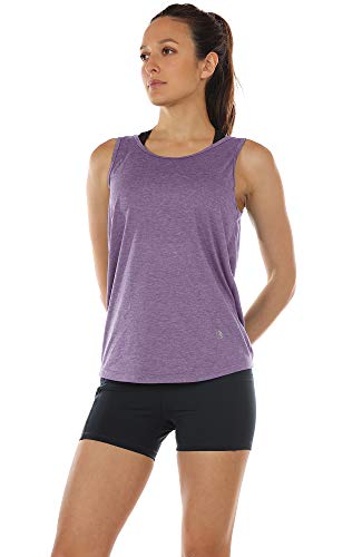 Icyzone Workout Tank Tops For Women - Open Back Strappy Athletic Tanks, Yoga Tops, Gym Shirts(Pack Of 2) (M, Mushroom/Lavender) #TOP4