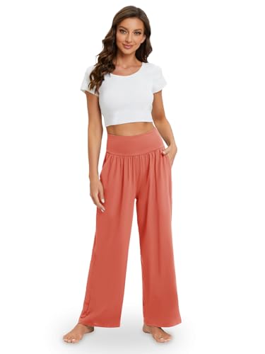 Image of Gracyoga Wide Leg Yoga Pants for Women Casual Loose Cozy Sweatpants High Waisted Lounge Pajama Flowy Pants With Pockets
