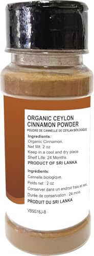 52USA Organic Ceylon Cinnamon Powder, 2 Ounce, True Cinnamon Farmed in Sri Lanka, Non-GMO, Gluten-Free, Perfect for Baking, Cooking and Beverages