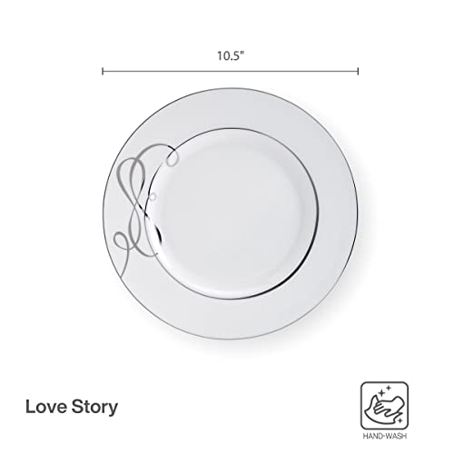 Mikasa Love Story Platinum Banded Dinner Plates, Set Of 4, White #TOP2