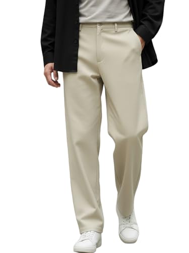 Image of Urbano Fashion Men's Loose Baggy Fit Solid Chino Trousers Non-Stretchable