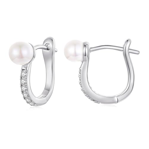 Image of BISAER Silver Huggie Hoop Earrings for Women, 925 Sterling Silver Post Star Small Hoop Earrings Hypoallergenic Lightweight Everyday Jewelry Gift Cute