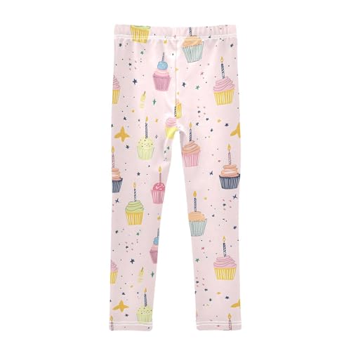 Candle Cake Pink Girls Leggings Soft Stretch Workout Yoga Dance Pants for Kids Casual Tights2
