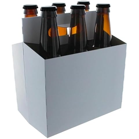 TFD Supplies Six Pack Bottle Cardboard Carrier Boxes for 12oz Beer or Soda Bottles (10 Pack) Cover