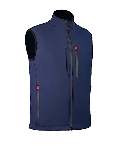 Ambick Krayz Chaleco Softshell para Hombre con Forro Polar Resistente al Viento, Chaleco para Correr sin Mangas, Ideal para Viajes, Golf, Senderismo (3XL, Azul marino)
