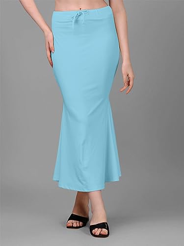 Image of Women's Saree Shapewear Petticoat, Cotton Blend Stretchable Mermaid Skirt, High Waist Tummy Control, Smooth Curve Fit with Adjustable Drawstring
