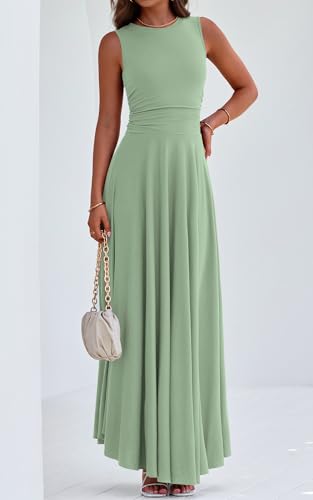 Image of PRETTYGARDEN Womens Summer Dresses 2026 Casual Sleeveless Crewneck Aline Maxi Dress Stretch Tank Flowy Long Dresses