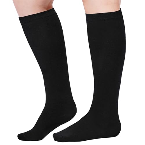 Image of Knee High Socks-Stripes Tube Socks-Back to School Cotton Casual Athletic Socks