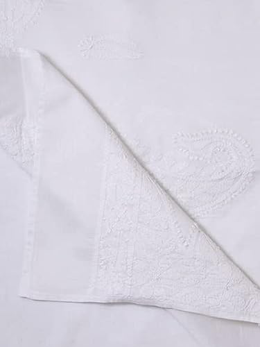 Ada Indian Hand Embroidered Chikankari Chanderi Dupatta Stole Scarf for Women A511211 White3