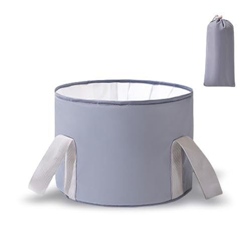 Foot Bath Bowl Foot Soak Bowl Pedicure Basin Bath Spa Collapsible Bucket Folding for Soaking Feet 20 * 30cm Portable Travel Tub Bag Massage Barrel Home for Camping Washing Fishing Outdoor (Gray)