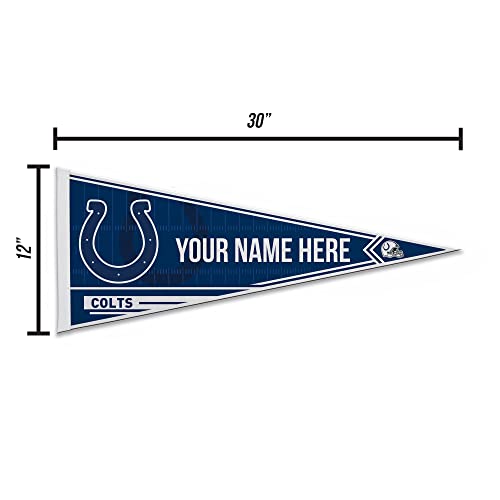 Image of Rico Industries NFL Football Indianapolis Colts Personalized - Custom 12 inch x 30 inch Soft Felt Pennant - EZ to Hang