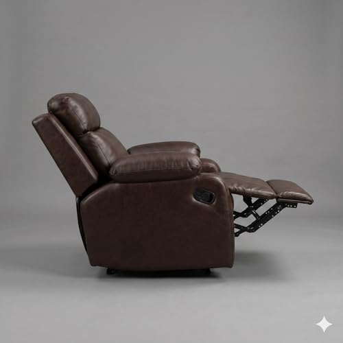 Image of Amazon Brand - Solimo Elira | Single Seater Sofa Recliner | Manual Recliner (Leatherette Brown)