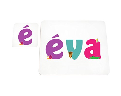 Napperon avec Coaster Éva Cadeau Personnalisé Enfant au Style Illustré